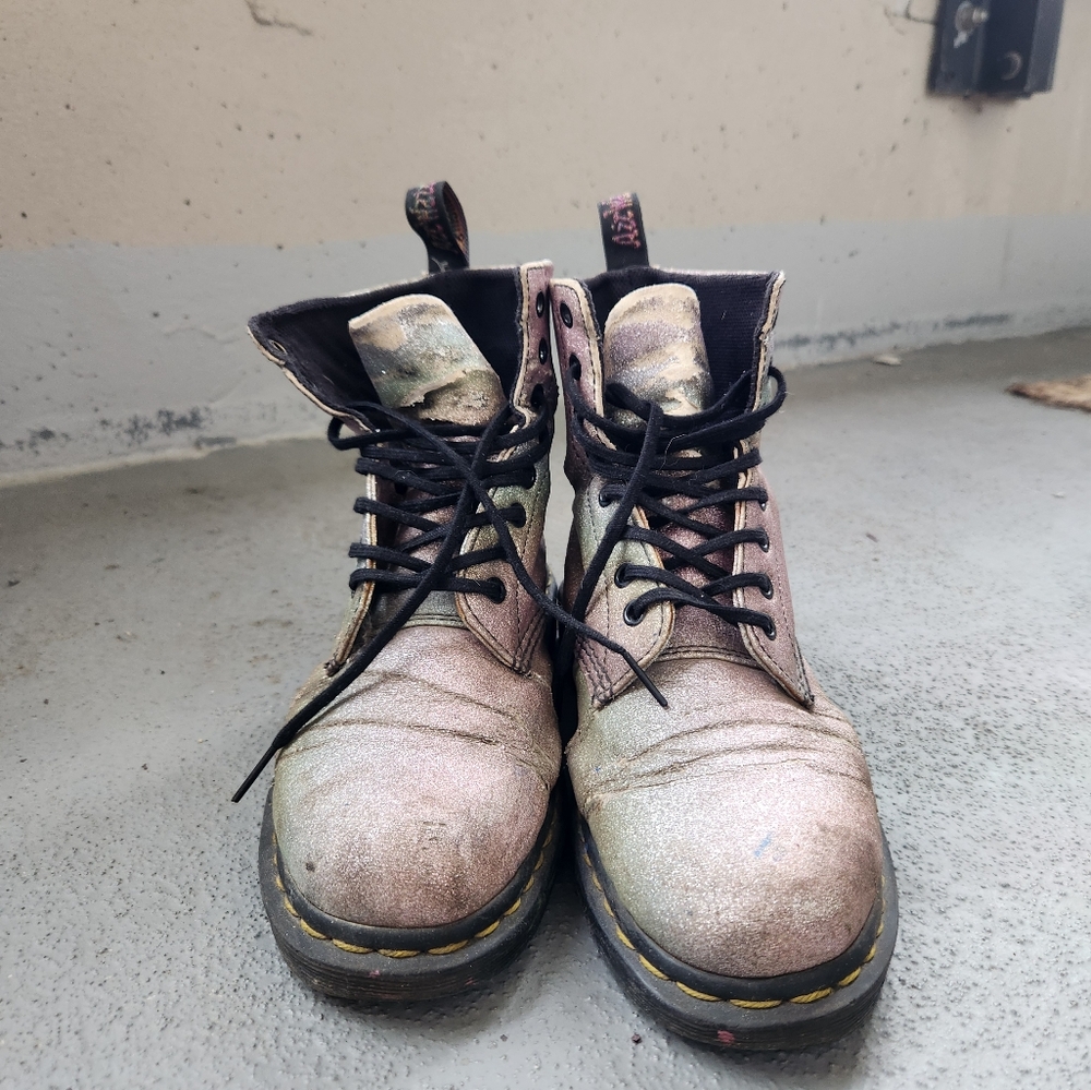 Dr Martens 1460 Pascal Rainbow Glitter  Boots (Size 9)
